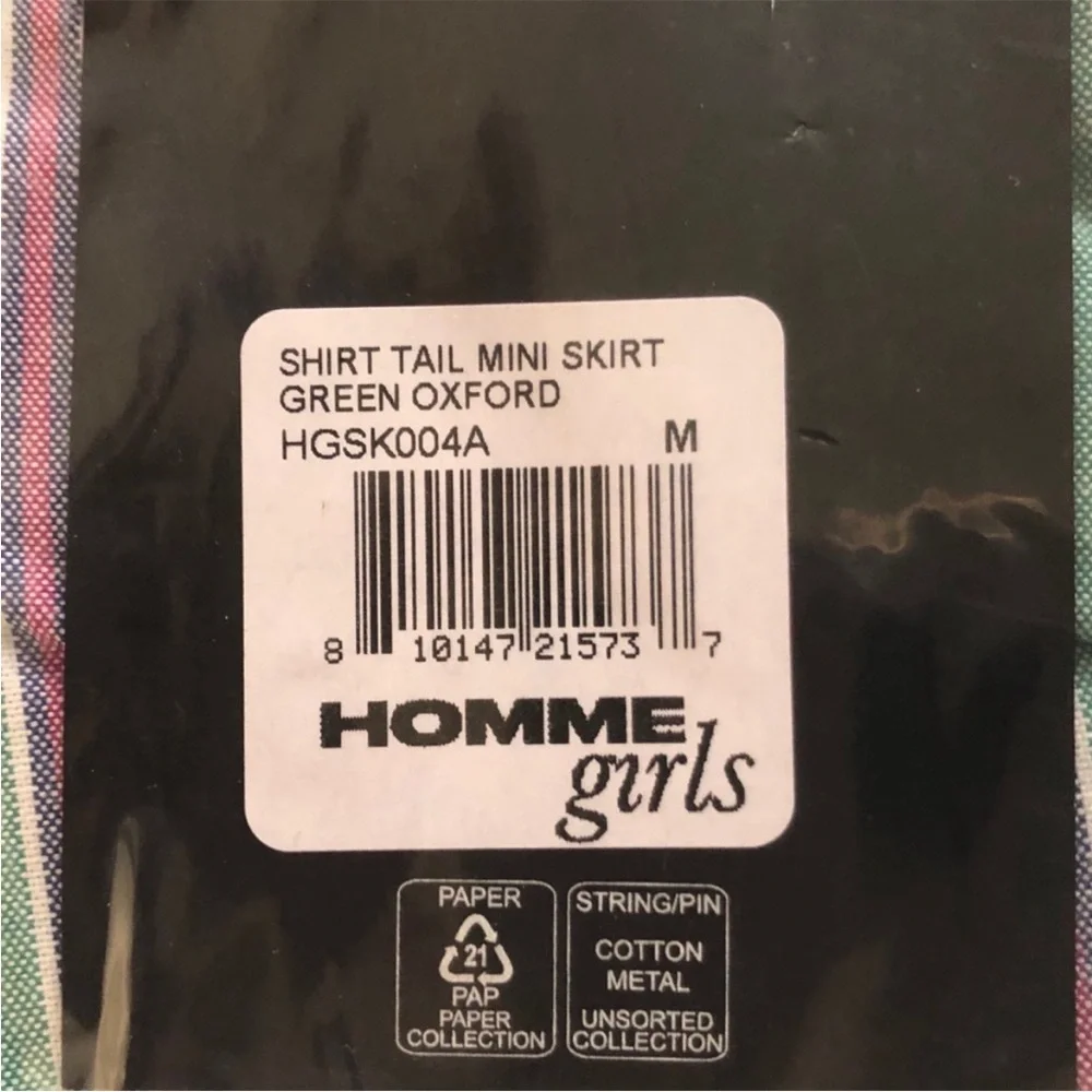 HOMMEGIRLS Shirttail Mini Skirt. Size M.BNWT. MSRP $195.